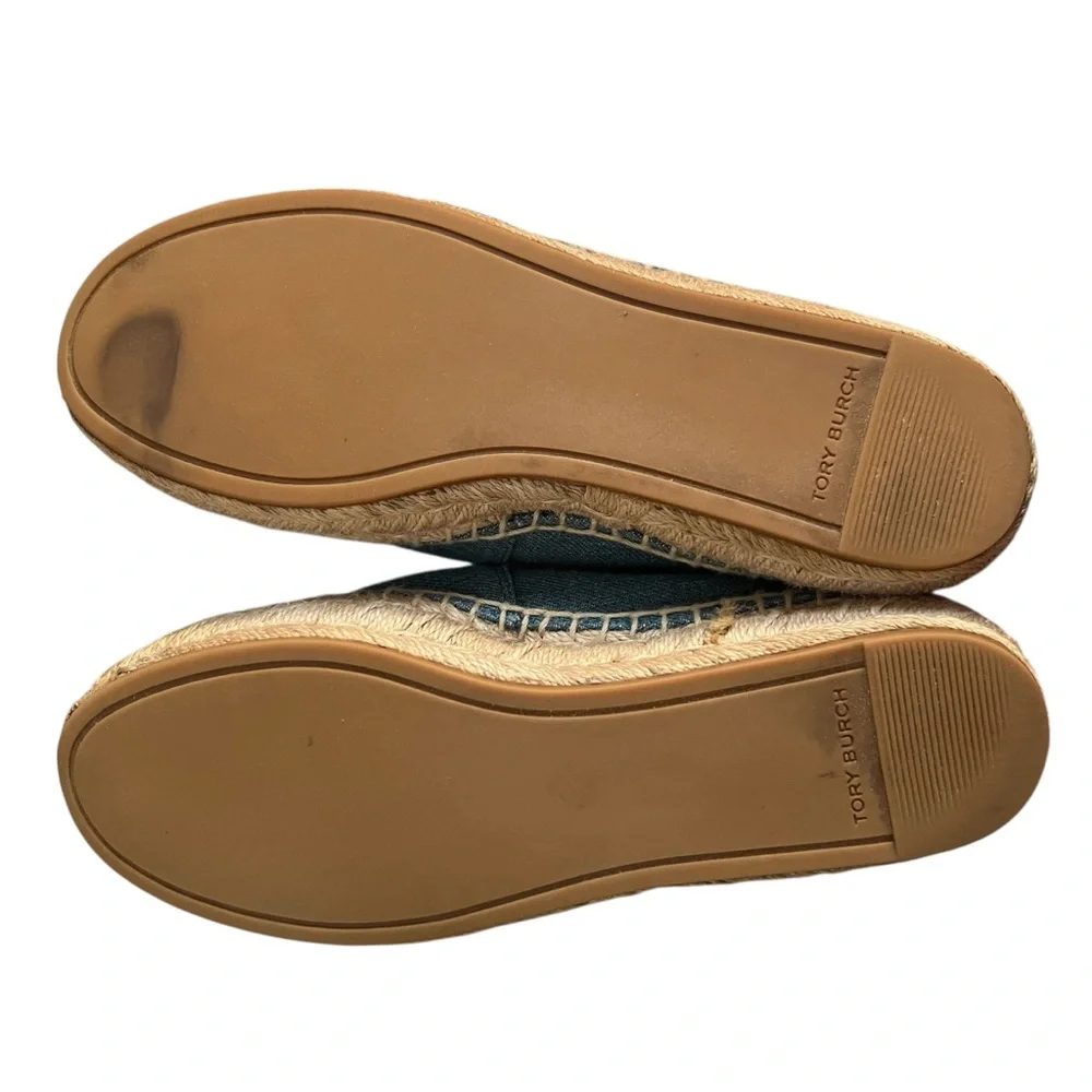 TORY BURCH Benton Denim Cap Toe Espadrille Blue Platform Women’s Size 6 - Picture 14 of 16